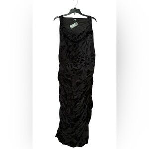 Express Black Floral Burnout Ruched Midi Dress